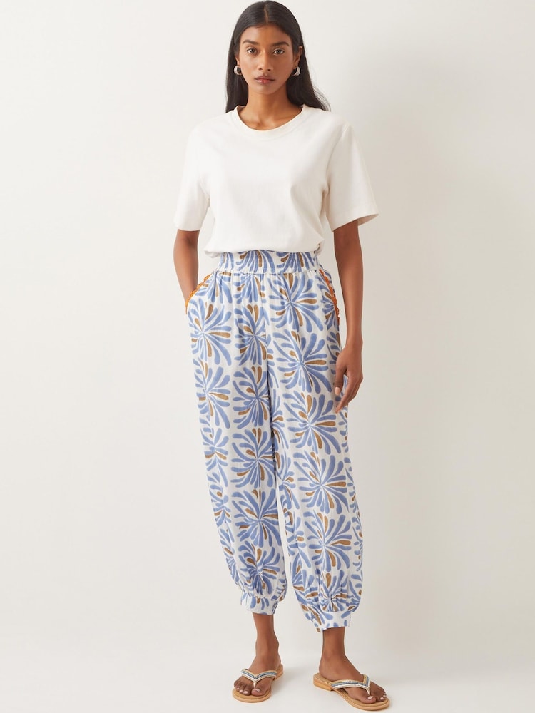 Monsoon Blue Cece Woodblock Print Harem Trousers - Image 1 of 6