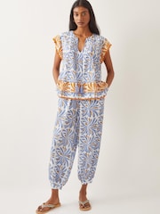 Monsoon Blue Cece Woodblock Print Harem Trousers - Image 5 of 6