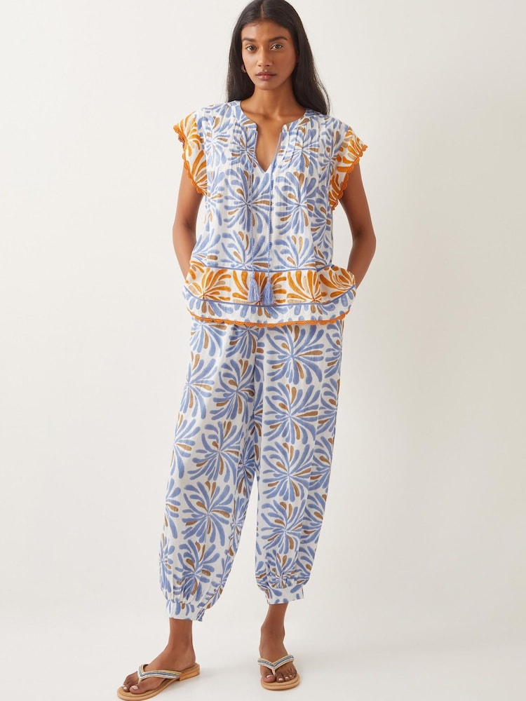 Monsoon Blue Cece Woodblock Print Harem Trousers - Image 5 of 6