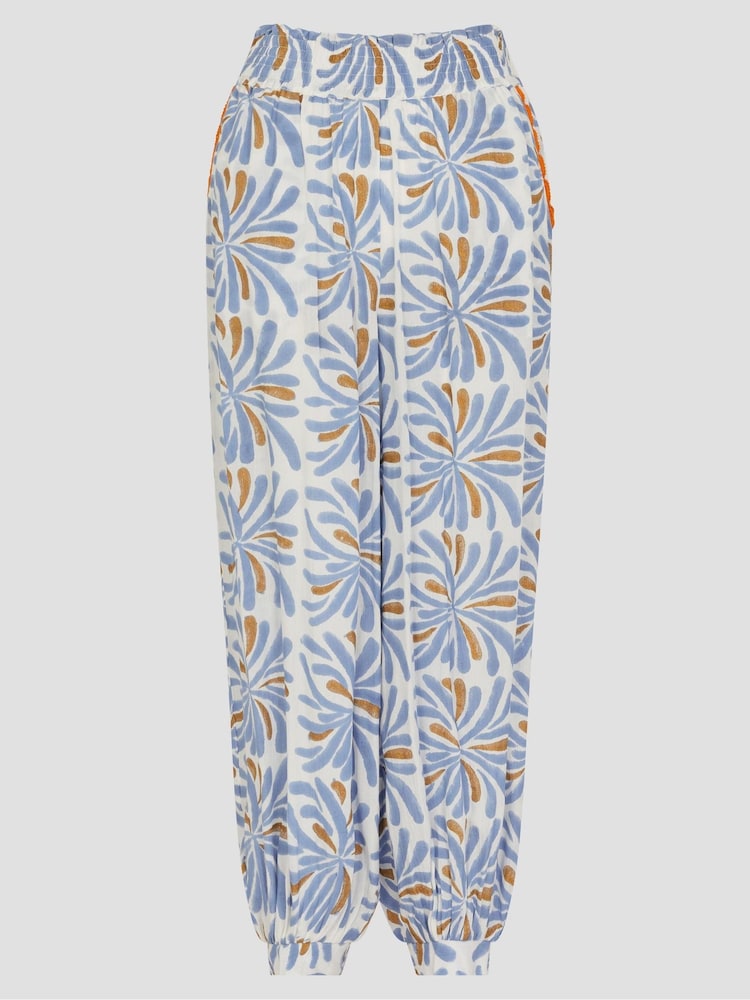 Monsoon Blue Cece Woodblock Print Harem Trousers - Image 6 of 6