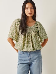 Monsoon Green Ania Batik Print Top - Image 1 of 5