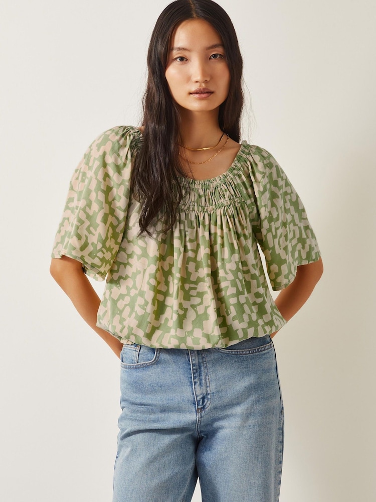 Monsoon Green Ania Batik Print Top - Image 1 of 5