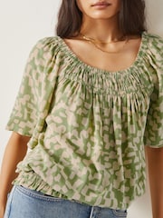Monsoon Green Ania Batik Print Top - Image 4 of 5