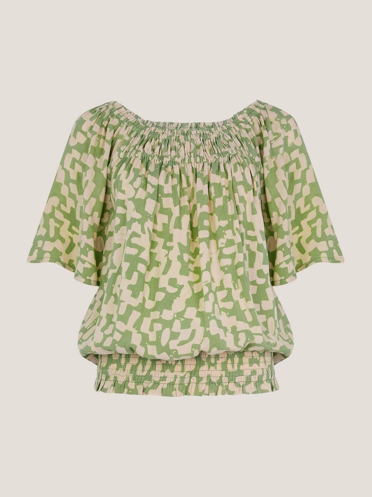 Monsoon Green Ania Batik Print Top - Image 5 of 5