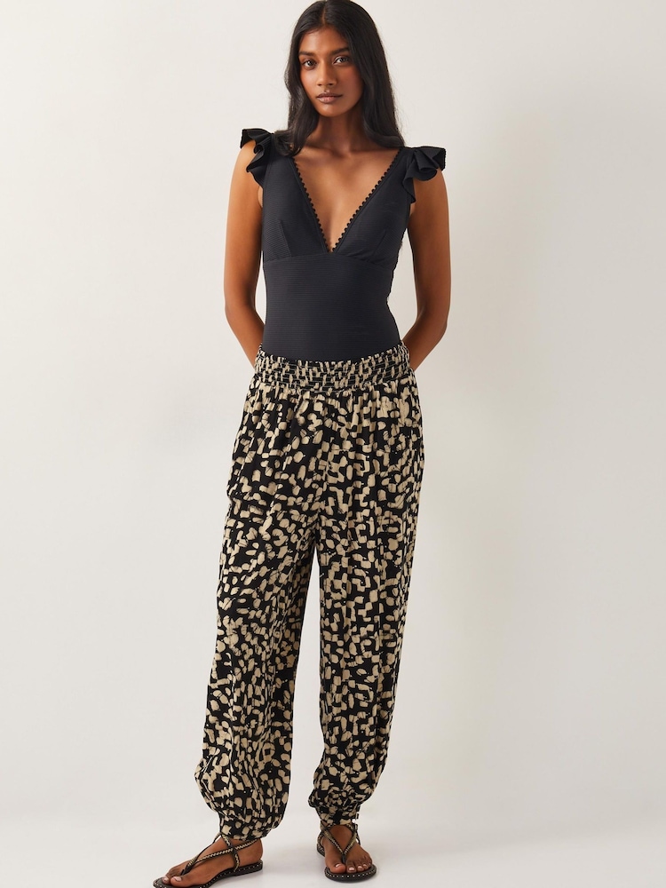 Monsoon Black Ania Batik Print Trousers - Image 5 of 6
