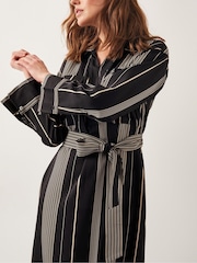 Monsoon Black Andi Stripe Midi Shirt Dress - Image 2 of 6