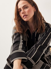Monsoon Black Andi Stripe Midi Shirt Dress - Image 4 of 6