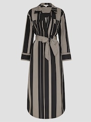 Monsoon Black Andi Stripe Midi Shirt Dress - Image 6 of 6