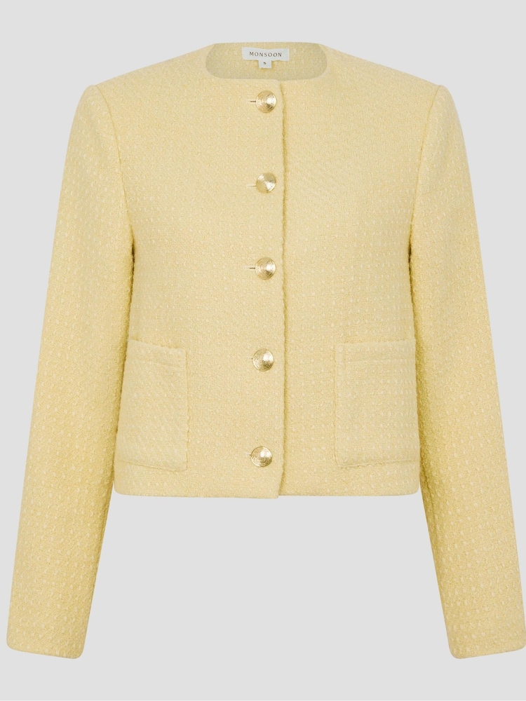 Monsoon Yellow Maya Tweed Jacket - Image 5 of 5