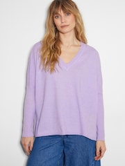 Monsoon Purple Vicki V-Neck Jumper - Image 1 of 5