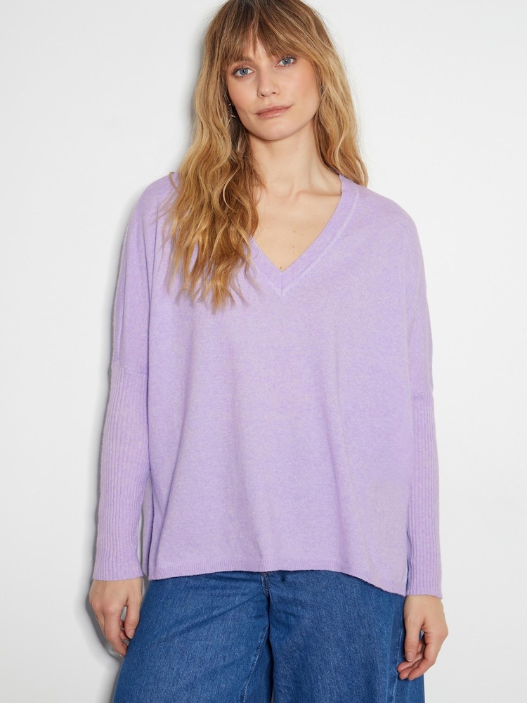 Monsoon Purple Vicki V-Neck Jumper - Image 1 of 5