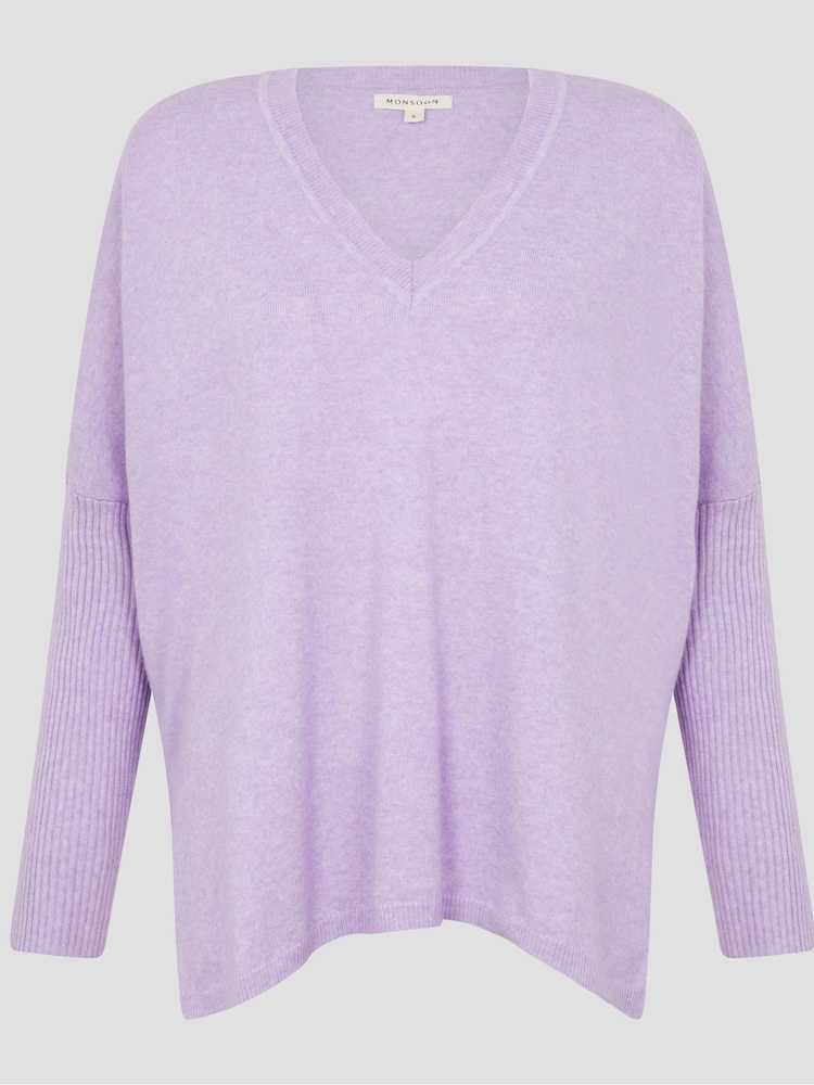 Monsoon Purple Vicki V-Neck Jumper - Image 5 of 5