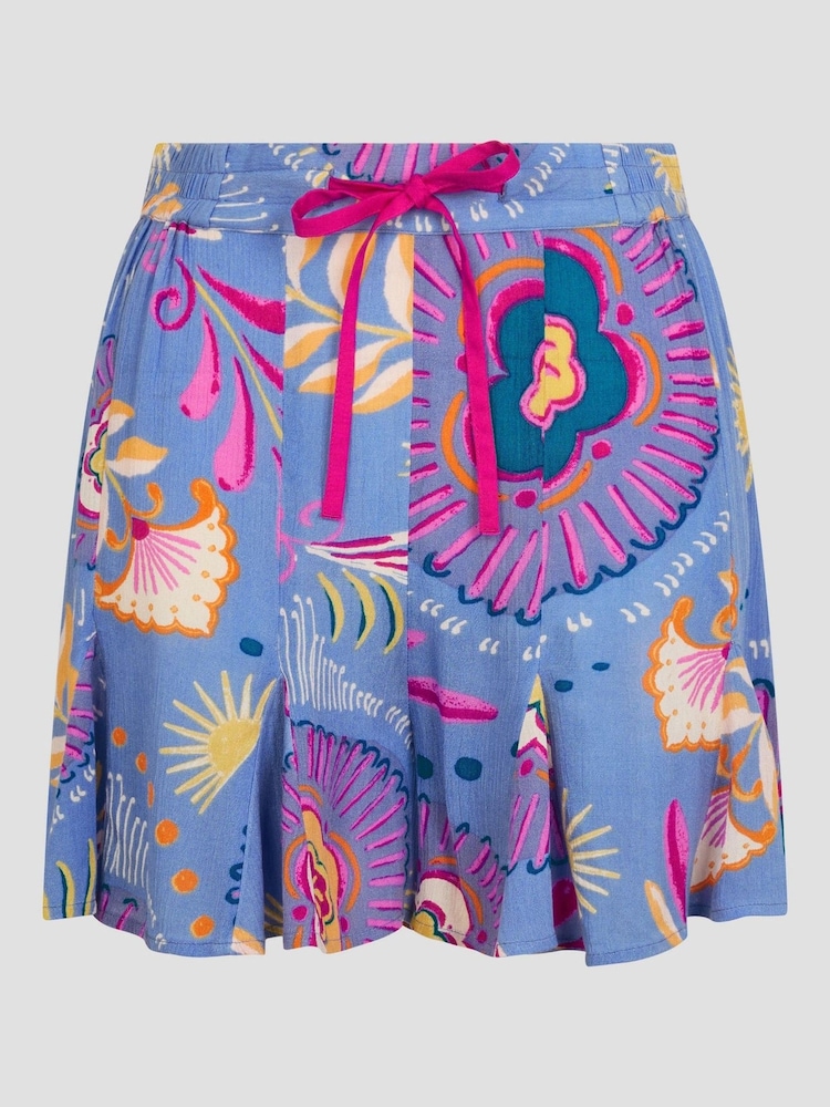 Monsoon Blue Monika High-Waisted Floral Print Shorts - Image 6 of 6