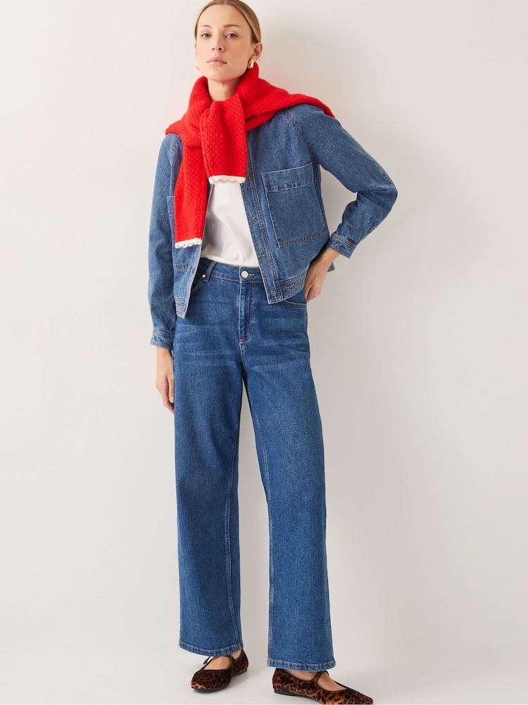 Blue Binky Crop Collarless Denim 100% Cotton Jacket - Imagen 2 de 6 Blue Binky Crop Collarless Denim 100% Cotton Jacket - Imagen 2 de 6