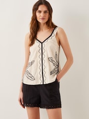 Monsoon Hope Leaf Embroidered Cami Top - Image 1 of 6