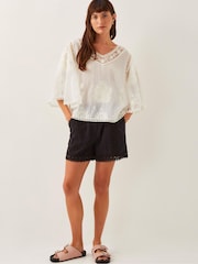 Monsoon Lena Sheer Embroidered Angel Sleeve 100% Cotton Top - صورة 3 من 4