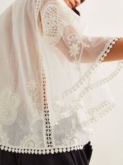 Monsoon Lena Sheer Embroidered Angel Sleeve 100% Cotton Top - صورة 4 من 4