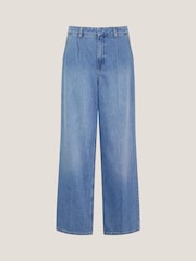 Monsoon Blue Justine Pleat Wide Leg 100% Cotton Jeans - Image 5 of 5