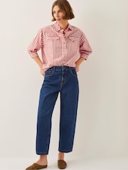 Monsoon Red Liv 3/4 Sleeve 100% Cotton Stripe Shirt - Image 2 of 5