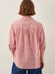 Monsoon Red Liv 3/4 Sleeve 100% Cotton Stripe Shirt - Image 3 of 5