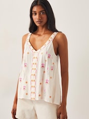Monsoon Natural Fia Embroidered Cami Top - Image 1 of 5