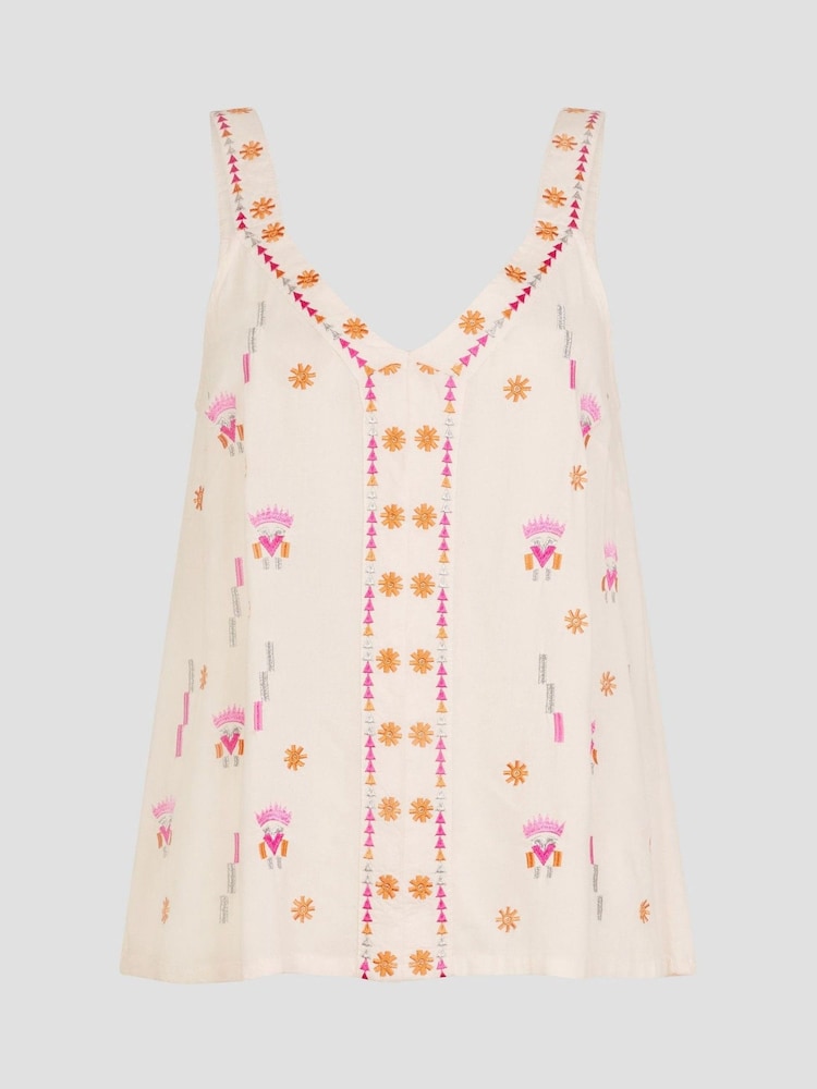 Monsoon Natural Fia Embroidered Cami Top - Image 5 of 5