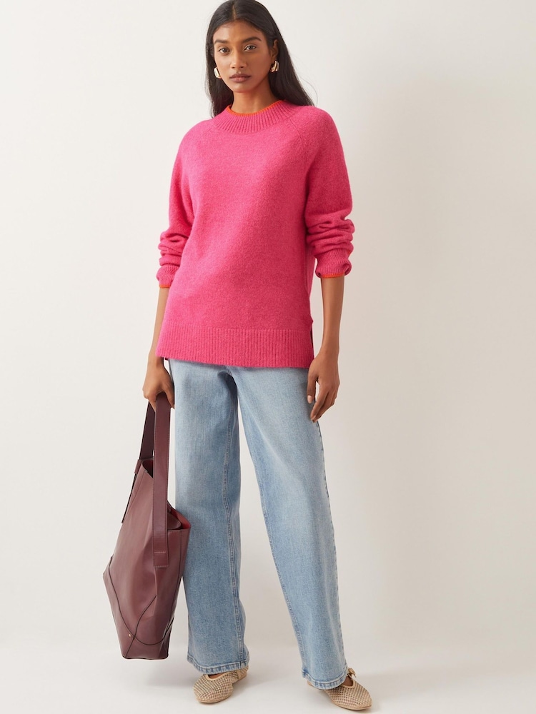 Monsoon Pink Oti Oversized Mock Neck Jumper - Image 1 of 4 Monsoon Pink Oti Oversized Mock Neck Jumper - Image 1 of 4