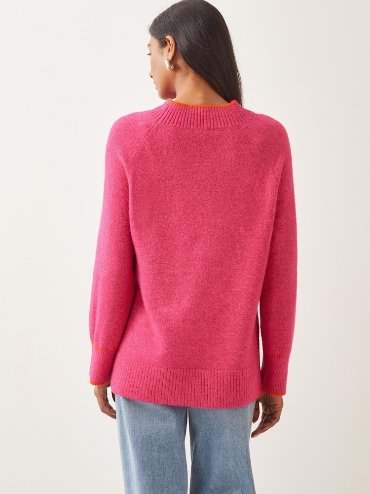 Monsoon Pink Oti Oversized Mock Neck Jumper - Image 2 of 4