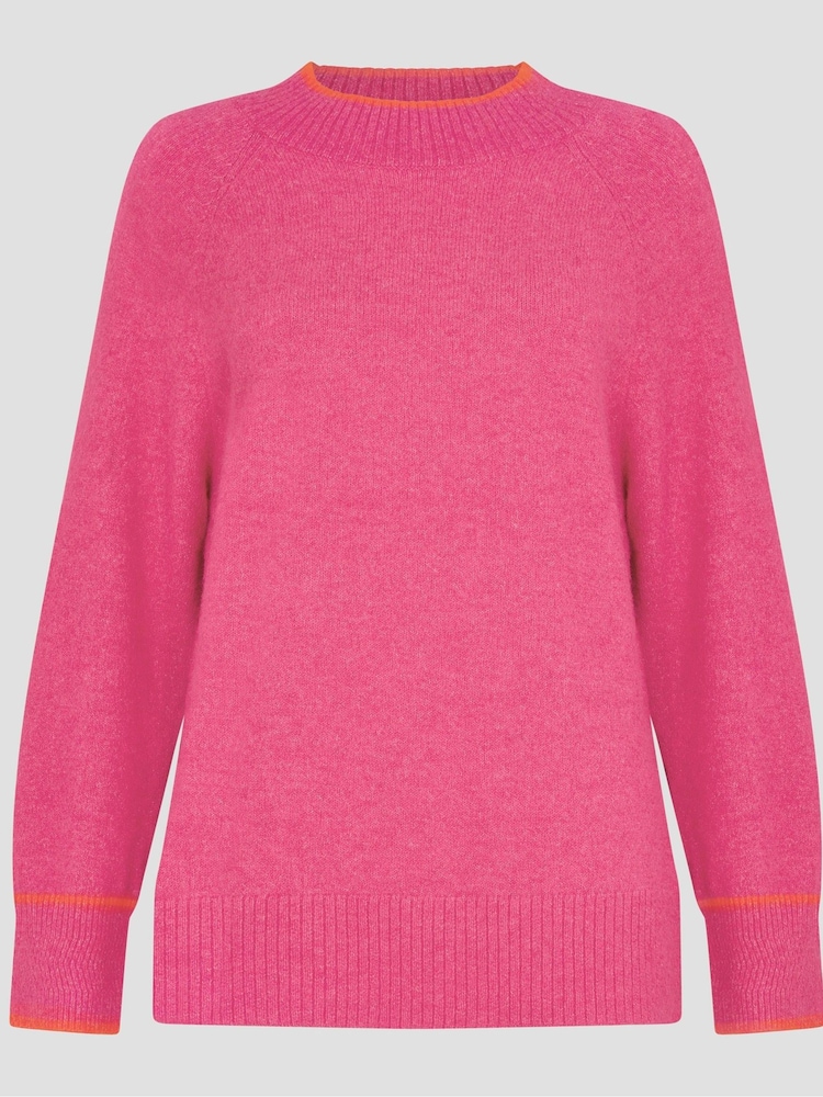 Monsoon Pink Oti Oversized Mock Neck Jumper - Image 4 of 4