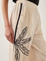 Monsoon Natural Hope Leaf Embroidered Culottes - Image 4 of 5