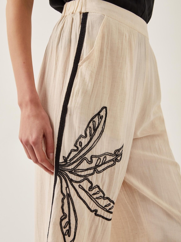 Monsoon Natural Hope Leaf Embroidered Culottes - Image 4 of 5