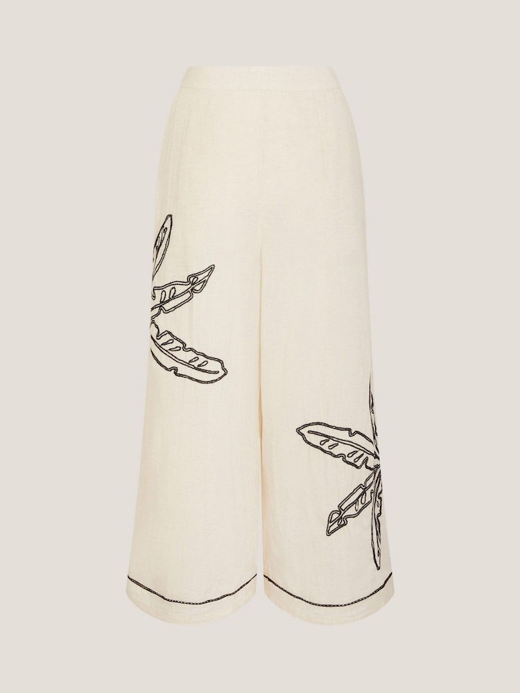 Monsoon Natural Hope Leaf Embroidered Culottes - Image 5 of 5