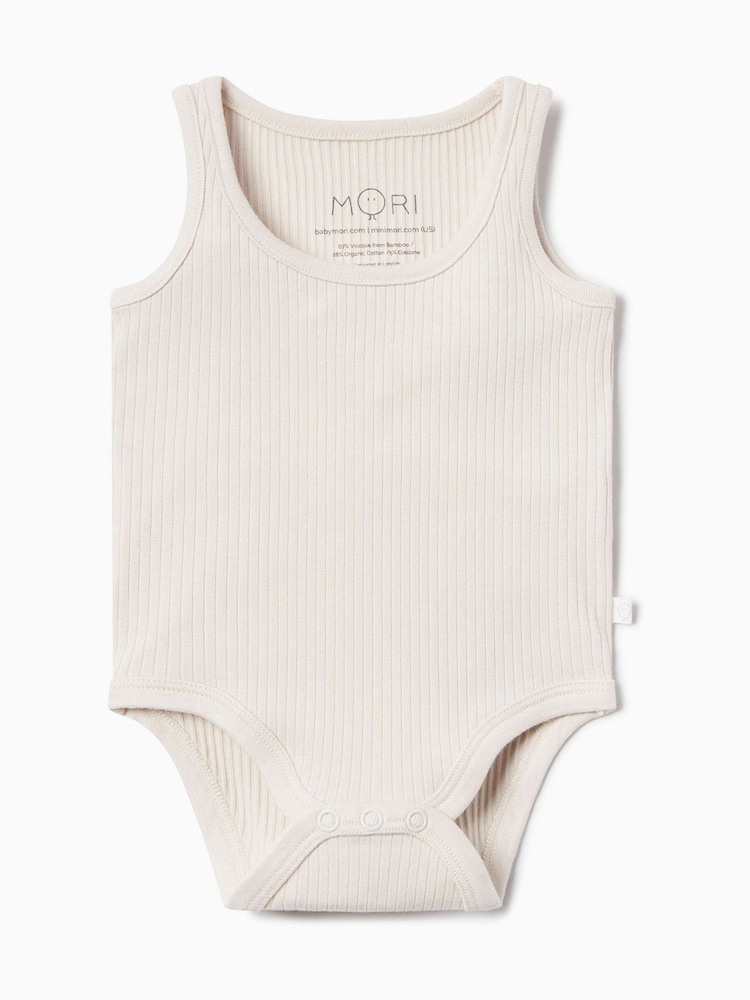 MORI Ecru Cotton & Bamboo Sleeveless Bodysuit - Image 1 of 1