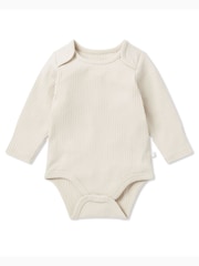 لون طبيعي - MORI Supersoft Ribbed Stretch Long Sleeve Envelope Neckline Bodysuit - صورة 3 من 3