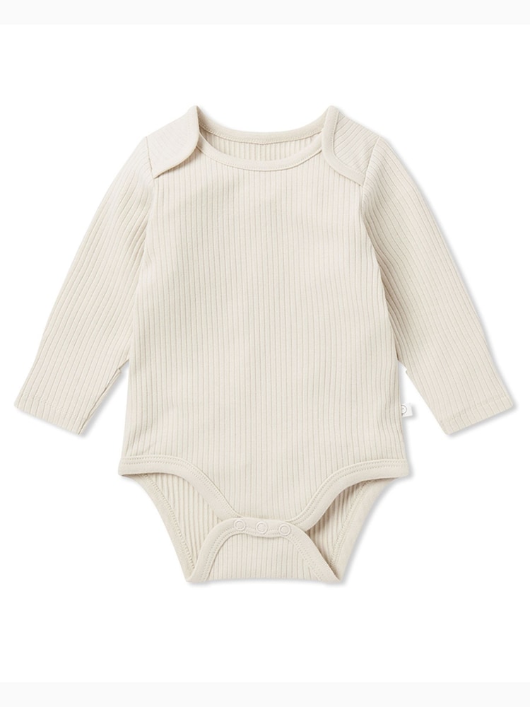 لون طبيعي - MORI Supersoft Ribbed Stretch Long Sleeve Envelope Neckline Bodysuit - صورة 3 من 3
