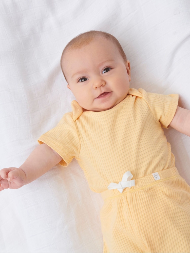 MORI Ecru Soft Stretch Viscose Cotton Blend Short Sleeve Bodysuit - Image 1 of 4