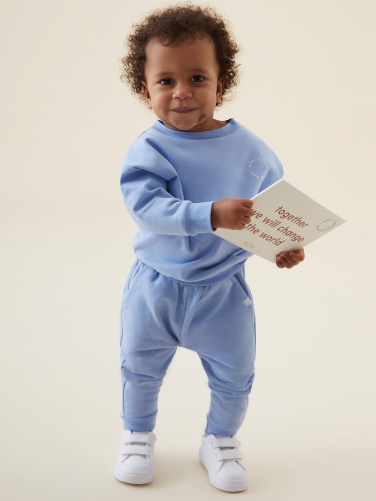 MORI Blue 100% Organic Cotton Comfy Joggers - Image 2 of 6 MORI Blue 100% Organic Cotton Comfy Joggers - Image 2 of 6