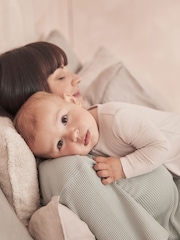MORI Ribbed Stretch Cotton & Bamboo 2 Way Zip Sleepsuit - Image 2 of 3
