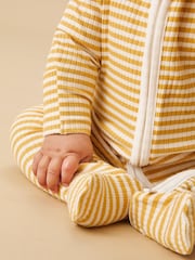 MORI Ribbed Stretch Organic Cotton & Bamboo 2 Way Zip Sleepsuit - Image 2 of 5