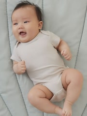 MORI Ecru Soft Stretch Viscose Cotton Blend Short Sleeve Bodysuit - Image 1 of 2