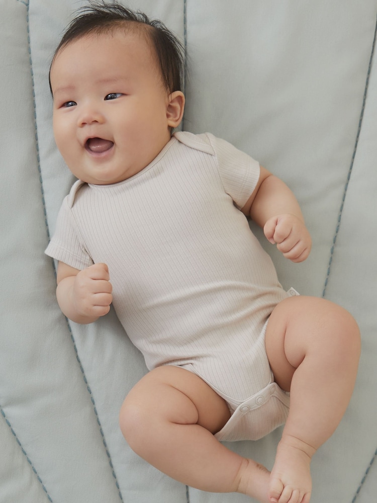 MORI Ecru Soft Stretch Viscose Cotton Blend Short Sleeve Bodysuit - Image 1 of 2