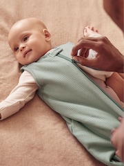 MORI Green Ribbed Cotton 0.5 Tog Sleeping Bag - Image 1 of 3