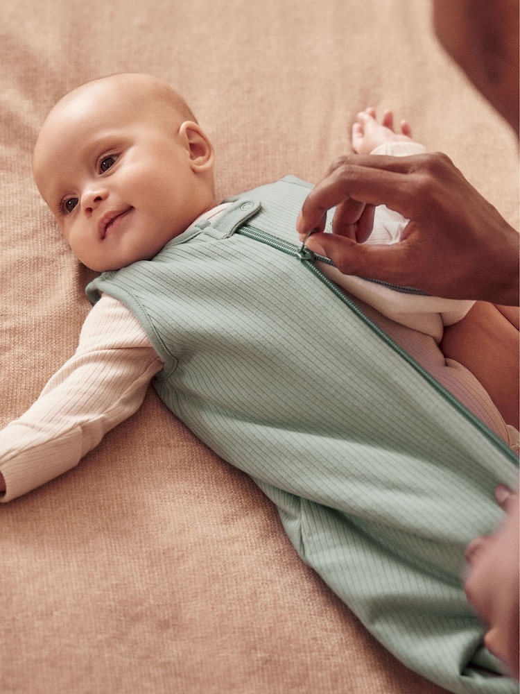 MORI Green Ribbed Cotton 0.5 Tog Sleeping Bag - Image 1 of 3
