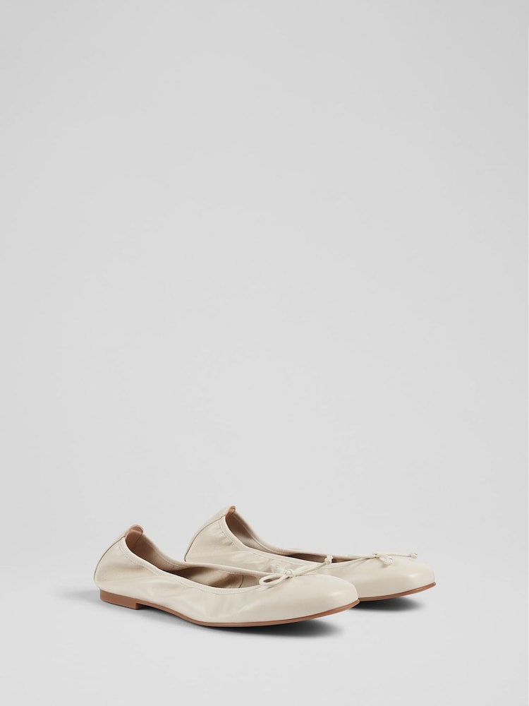 LK Bennett Natural Trilly Leather Ballet Pumps - Image 2 of 4