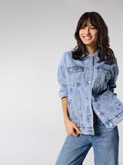 ONLY Blue Oversied Denim Jacket - Image 1 of 8