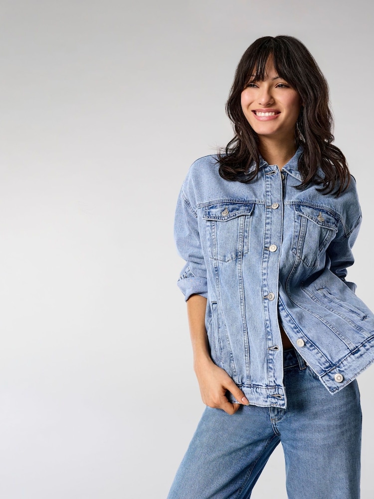 ONLY Blue Oversied Denim Jacket - Image 1 of 8