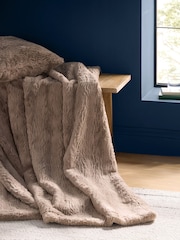 Clarke and Clarke Mink Brown Texture Faux Fur Throw - Image 1 of 2