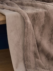 Clarke and Clarke Mink Brown Texture Faux Fur Throw - Image 2 of 2