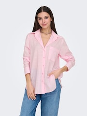 ONLY Pink Cotton Loose Fit Long Sleeve Shirt - Image 2 of 7