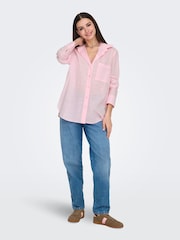 ONLY Pink Cotton Loose Fit Long Sleeve Shirt - Image 3 of 7